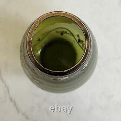 0-07 Art Glass Enamel Paint Vase- Antique Greek Goddess Wine Frosted Emerald