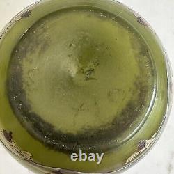 0-07 Art Glass Enamel Paint Vase- Antique Greek Goddess Wine Frosted Emerald