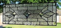 #1 Clear Victorian Stained Glass Window Transom (10 x 26)