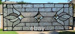 #1 Clear Victorian Stained Glass Window Transom (10 x 26)