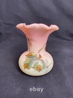 #1 Thomas Webb & Sons Hand Painted Victorian Queens Burmese Ware Cabinet Vase