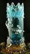 11 Antique Victorian Bohemian Harrach Blue Art Glass Vase W Applied Lizard