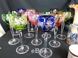 12 Ajka Marsala Bohemian Nachtmann Cut Clear Crystal Hock Wine Goblet Glass