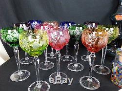 12 Ajka Marsala Bohemian Nachtmann Cut Clear Crystal Hock Wine Goblet Glass