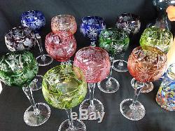 12 Ajka Marsala Bohemian Nachtmann Cut Clear Crystal Hock Wine Goblet Glass