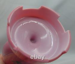 12 Harrach Pink Victorian Bohemian Hand Painted Enamel CROCUS Art Glass Vase