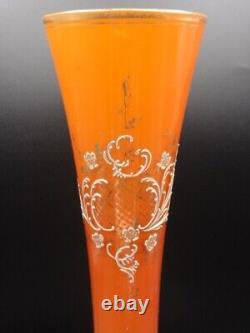 12 Victorian Loetz DEK I/4 Anomaly Orange to Yellow Hand Painted Art Glass Vase