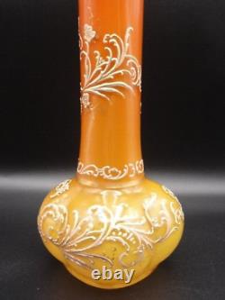 12 Victorian Loetz DEK I/4 Anomaly Orange to Yellow Hand Painted Art Glass Vase