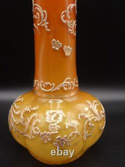 12 Victorian Loetz DEK I/4 Anomaly Orange to Yellow Hand Painted Art Glass Vase