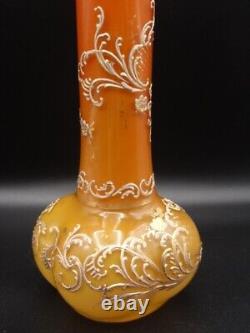 12 Victorian Loetz DEK I/4 Anomaly Orange to Yellow Hand Painted Art Glass Vase