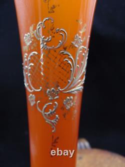 12 Victorian Loetz DEK I/4 Anomaly Orange to Yellow Hand Painted Art Glass Vase