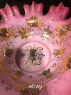 12x13 In Meridian Plate Victorian Brides Basket With Cased Amberina Gold Bowl