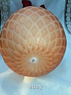 13 Antique Red Amberina Mother Of Pearl Diamond Quilted Vase Cased Satin Glass