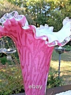 13 Victorian Antique Epergne Trumpet Vases Pink Spangle Glass Brass Ormulo Ft