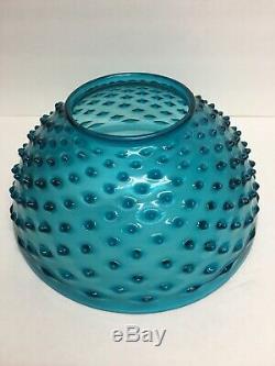 14 Blue Hobnail Hobbs Victorian Art Glass Hanging Parlor Library Oil Lamp Shade