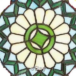 16.5 Victorian Tiffany-Style Bold Geometric Stained Glass Round window Panel