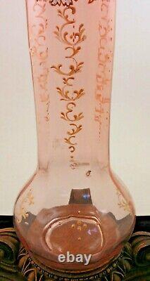 17 Antique Bohemian Apricot to Pink Enamel Rococo Art Glass Vase Loetz Harrach