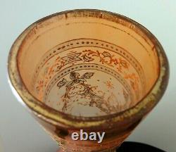 17 Antique Bohemian Apricot to Pink Enamel Rococo Art Glass Vase Loetz Harrach