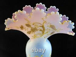 17 Antique Victorian Bohemian Opalescent Rococo Art Glass Vase Loetz Harrach
