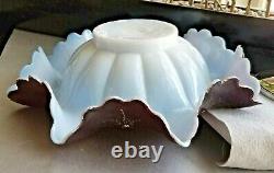 1800's Art glass bride bowl epergne Enamel Figural quadruple plate frame PUTTI