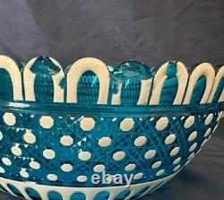 1800's Rare Thomas Webb Blue And White Art Glass Crystal Bowl 8.25 D 1800's Rare Thomas Webb Blue And White Art Glass Crystal Bowl 8.25 D
