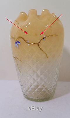 1800s VICTORIAN NEW ENGLAND GLASS CO VENETIAN DIAMOND QUILT HP ORIENTAL ENAMEL