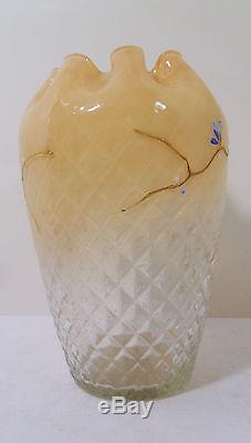 1800s VICTORIAN NEW ENGLAND GLASS CO VENETIAN DIAMOND QUILT HP ORIENTAL ENAMEL