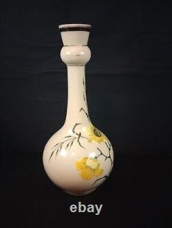 1800s Victorian 10.25 Opaline Hand Painted Floral Decor Vase withPolished Pontil