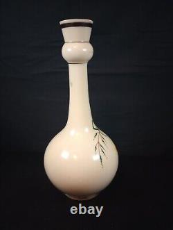 1800s Victorian 10.25 Opaline Hand Painted Floral Decor Vase withPolished Pontil