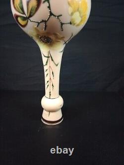 1800s Victorian 10.25 Opaline Hand Painted Floral Decor Vase withPolished Pontil