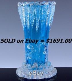 1880's-1890's VICTORIAN MOSER HARRACH BOHEMIAN ICICLES ICE ART GLASS VASE KRALIK