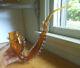 1880s Art Glass Hand Blown 15smoking Pipe With Applied Clear Rigaree Decoration