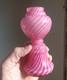 1880s Pontiled Cranberry Swirl Cased Art Glass Miniature Lamp Base Hand Blown