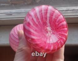 1880s PONTILED CRANBERRY SWIRL CASED ART GLASS MINIATURE LAMP BASE HAND BLOWN 1880s PONTILED CRANBERRY SWIRL CASED ART GLASS MINIATURE LAMP BASE HAND BLOWN