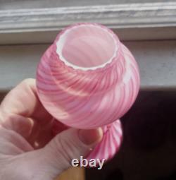 1880s PONTILED CRANBERRY SWIRL CASED ART GLASS MINIATURE LAMP BASE HAND BLOWN 1880s PONTILED CRANBERRY SWIRL CASED ART GLASS MINIATURE LAMP BASE HAND BLOWN