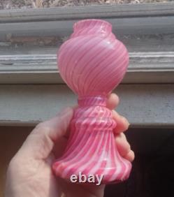 1880s PONTILED CRANBERRY SWIRL CASED ART GLASS MINIATURE LAMP BASE HAND BLOWN 1880s PONTILED CRANBERRY SWIRL CASED ART GLASS MINIATURE LAMP BASE HAND BLOWN