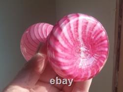 1880s PONTILED CRANBERRY SWIRL CASED ART GLASS MINIATURE LAMP BASE HAND BLOWN 1880s PONTILED CRANBERRY SWIRL CASED ART GLASS MINIATURE LAMP BASE HAND BLOWN