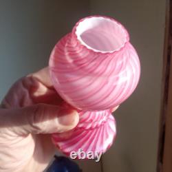 1880s PONTILED CRANBERRY SWIRL CASED ART GLASS MINIATURE LAMP BASE HAND BLOWN 1880s PONTILED CRANBERRY SWIRL CASED ART GLASS MINIATURE LAMP BASE HAND BLOWN
