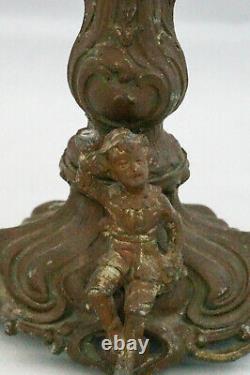 1890 Cherub Art Nouveau Iridescent Cranberry Overshot Glass Bride's Basket