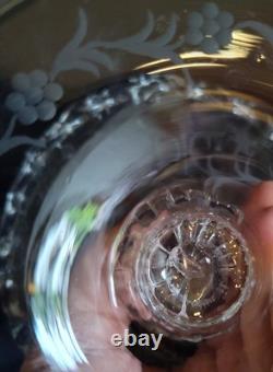 1890 English Hand Blown Etched Footed Bowl 1890 English Hand Blown Etched Footed Bowl