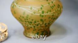 1890s Art Nouveau Loetz Glass Vase Spots Veined Amber Satin Kralik Pallme Konig