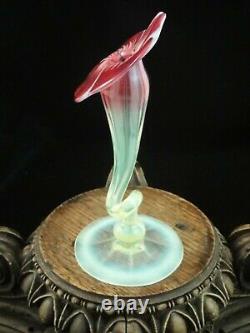 1893 Antique John Walsh Walsh Ruby Cut to Uranium & Opalescent Art Glass Vase