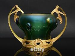 1900 Loetz Vesuvian Creta Glatt Glass Art Nouveau Gold Mounted Bowl