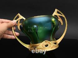 1900 Loetz Vesuvian Creta Glatt Glass Art Nouveau Gold Mounted Bowl