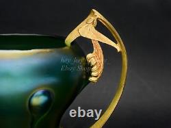 1900 Loetz Vesuvian Creta Glatt Glass Art Nouveau Gold Mounted Bowl