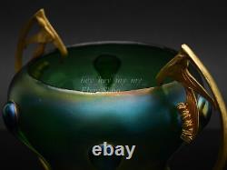 1900 Loetz Vesuvian Creta Glatt Glass Art Nouveau Gold Mounted Bowl