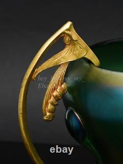 1900 Loetz Vesuvian Creta Glatt Glass Art Nouveau Gold Mounted Bowl