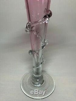19C Victorian URANUIM Stevens & Williams Cranberry Trumpet Glass Ruffled Vase