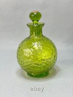 19c. Victorian Mary Gregory Art Glass Green Perfume Cologne Bottle Cherub Cupid