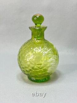 19c. Victorian Mary Gregory Art Glass Green Perfume Cologne Bottle Cherub Cupid